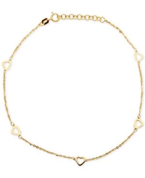 Heart Link Ankle Bracelet In 14k Gold