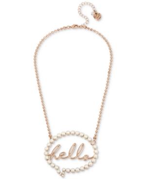 Betsey Johnson Rose Gold-tone Pave & Imitation Pearl Hello Bubble Pendant Necklace