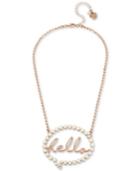 Betsey Johnson Rose Gold-tone Pave & Imitation Pearl Hello Bubble Pendant Necklace