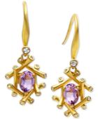 Kesi Jewels Pink Amethyst (1-1/2 Ct. T.w.) And Diamond Accent Drop Earrings In 18k Gold Over Sterling Silver