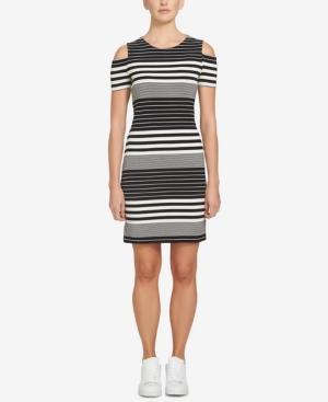 1.state Striped Cold-shoulder Dress
