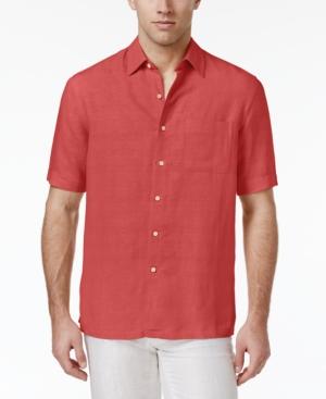 Tasso Elba Men's Silk And Linen Blend Crosshatch Short-sleeve Shirt With Pocket, Only At Macy's