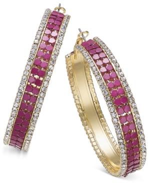 Thalia Sodi Gold-tone Metal Mesh And Crystal Hoop Earrings, Only At Macy's