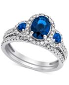 Sapphire (1-5/8 Ct. T.w.) & Diamond (5/8 Ct. T.w.) Bridal Set In 14k White Gold