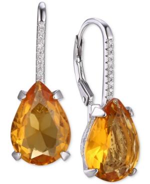Tiara Cubic Zirconia Teardrop Drop Earrings In Sterling Silver