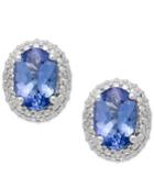 Tanzanite (1 Ct. T.w.) And Diamond Accent Oval Earrings In Sterling Silver