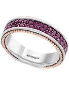 Effy Men's Ruby Band (1-1/2 Ct. T.w.) In Sterling Silver, 18k Rose Gold And Black Rhodium-plate