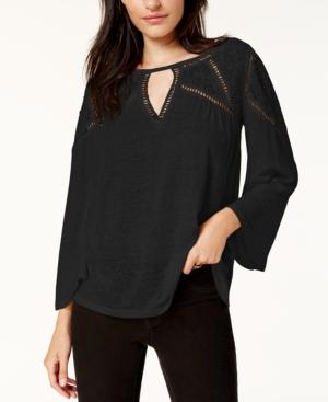 Lucky Brand Lace-trim Angel-sleeve Top