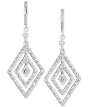 Anne Klein Silver-tone Pave Kite Drop Earrings