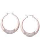 Guess Rose Gold-tone Pave Hoop Earrings
