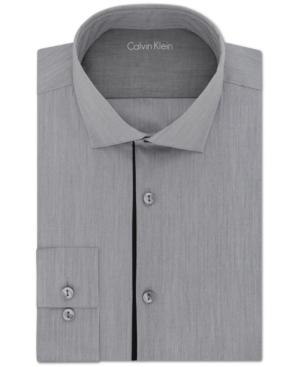 Calvin Klein Men's X Extra Slim-fit Stretch Smokey Grey Solid Dress Shirt