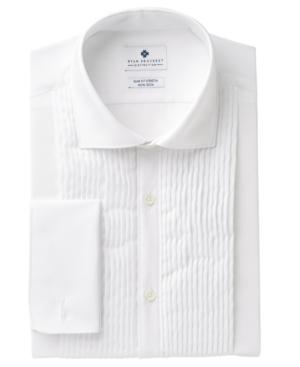 Ryan Seacrest Distinction Men's Slim-fit Stretch Non-iron White French Cuff Tuxedo Dress Shirt, Created For Macy's