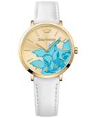 Juicy Couture Women's La Ultra Slim White Leather Strap Watch 35mm 1901457