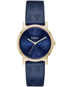 Dkny Women's Soho Ocean Blue Leather Strap Watch 34mm, Created For Macy's