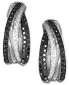 Caviar By Effy Black Diamond And White Diamond Hoop Earrings (3/4 Ct. T.w.) In 14k White Gold