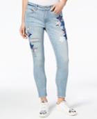 Indigo Rein Juniors' Star-patch Ripped Skinny Jeans