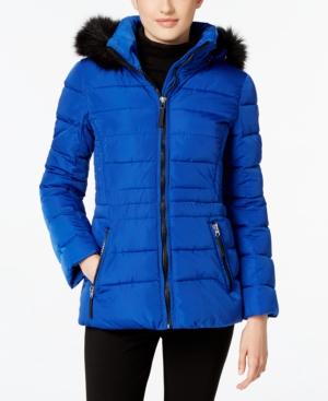 Calvin Klein Water-resistant Hooded Faux-fur-trim Puffer Coat
