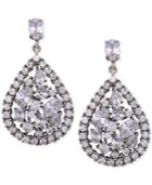 Nina Silver-tone Crystal Cluster Teardrop Pave Drop Earrings