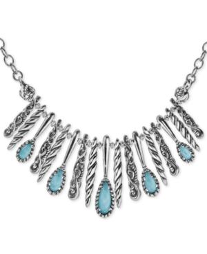 Carolyn Pollack Turquoise/rock Crystal Doublet Statement Necklace In Sterling Silver, 17 + 3 Extender