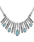 Carolyn Pollack Turquoise/rock Crystal Doublet Statement Necklace In Sterling Silver, 17 + 3 Extender