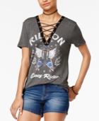 Rebellious One Juniors' Easy Rider Lace Up Graphic T-shirt