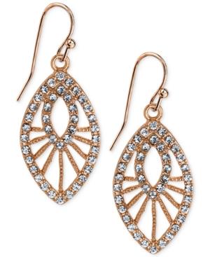 2028 Rose Gold-tone Openwork Pave Drop Earrings