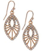 2028 Rose Gold-tone Openwork Pave Drop Earrings