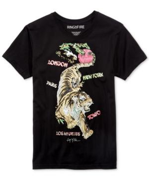 Ring Of Fire Men's World Tiger Embroidered Cotton T-shirt, Only At Macy's