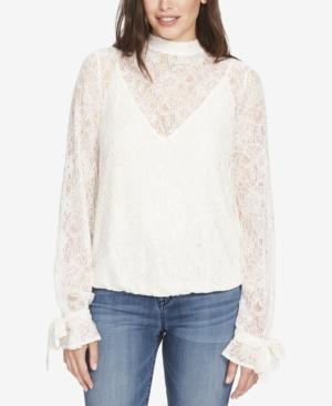William Rast Rayne Lace Mock-neck Top