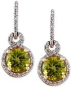Olivia By Effy Peridot (1-5/8 Ct. T.w.) And Diamond (1/4 Ct. T.w.) Drop Earrings In 14k Gold