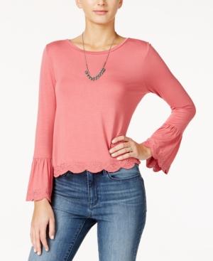 One Hart Juniors' Embroidered Bell-sleeve Top