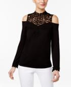 Thalia Sodi Cold-shoulder Lace Illusion Top, Only At Macy's