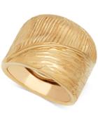 Italian Gold Wide Textured Statement Ring In 14k Gold