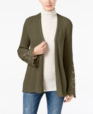 I.n.c. Ribbed Crochet-lace Cardigan, Created For Macy's