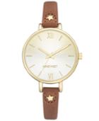 Nine West Women's Brown Faux Luggage Leather Strap Watch 41mm