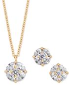 Charter Club Gold-tone Cubic Zirconia Circle Pendant Necklace And Stud Earrings, Only At Macy's