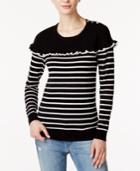 Maison Jules Ruffled Striped Sweater, Created For Macy's