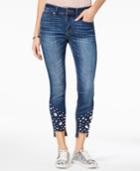 Indigo Rein Juniors' Embellished Stair-step Skinny Ankle Jeans