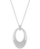 Swarovski Silver-tone Pave Crystal Oval Pendant Necklace