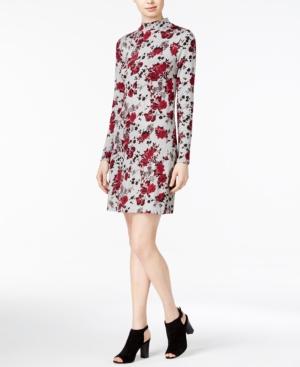 Kensie Floral-print Mock-turtleneck Dress
