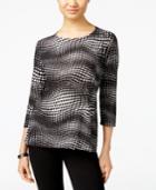 Jm Collection Embellished Printed Jacquard Top, Only At Macy's