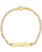 Children's Id Plate Figaro Link Bracelet In 14k Gold