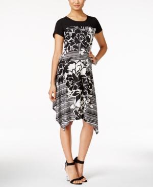 Ny Collection Printed A-line Handkerchief-hem Dress
