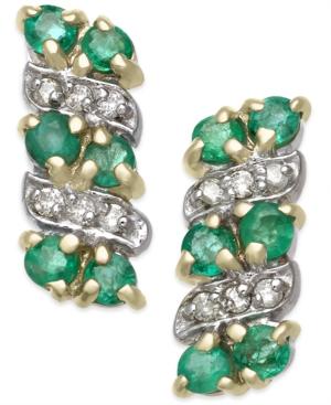 Emerald (1/2 Ct. T.w.) & Diamond Accent Drop Earrings In 14k Gold