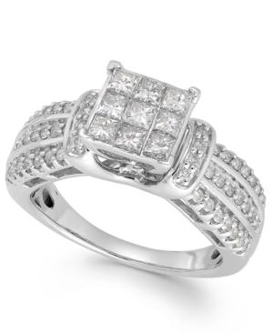 Diamond Square Halo Ring In 14k White Gold (1 Ct. T.w.)