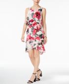 Sl Fashions Chiffon Floral-print Tiered Dress