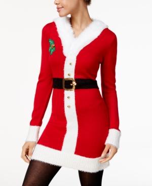 Hooked Up By Iot Juniors' Mrs. Claus Holiday Sweater Dress & Santa Hat