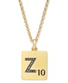 "scrabble 14k Gold Over Sterling Silver Black Diamond Accent ""z"" Initial Pendant Necklace"