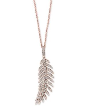 Effy Diamond Feather 18 Pendant Necklace (5/8 Ct. T.w.) In 14k Rose Gold