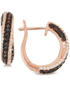 Tiara Cubic Zirconia Diagonal Hoop Earrings In 14k Rose Gold-plated Sterling Silver